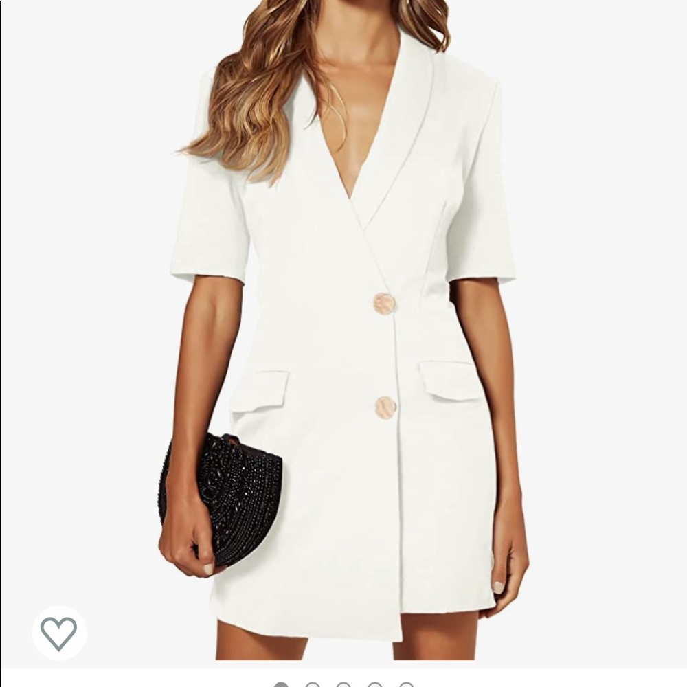 NWT Luxe Satin Asymmetrical Short Sleeve Blazer Dress